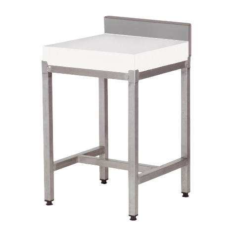 Billot polyéthylène sur pieds central avec dosseret porte-outils - 1200x600mm