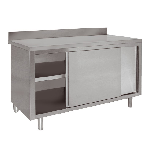 Meuble inox adossé avec portes coulissantes 700mm