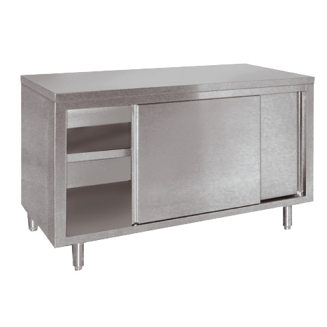 Meuble inox central avec portes coulissantes 600mm