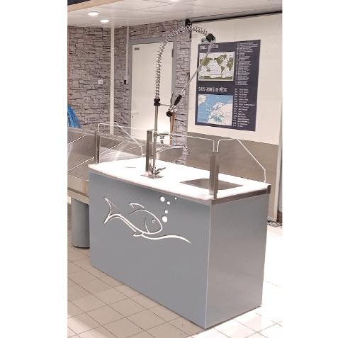 Table de préparation face client poissonnerie 1250x700mm